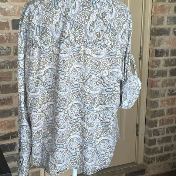 GAP Paisley Button Down, Roll-up Button Tab, Sleeve. 100% Cotton, Sz XXL - Picture 4 of 12